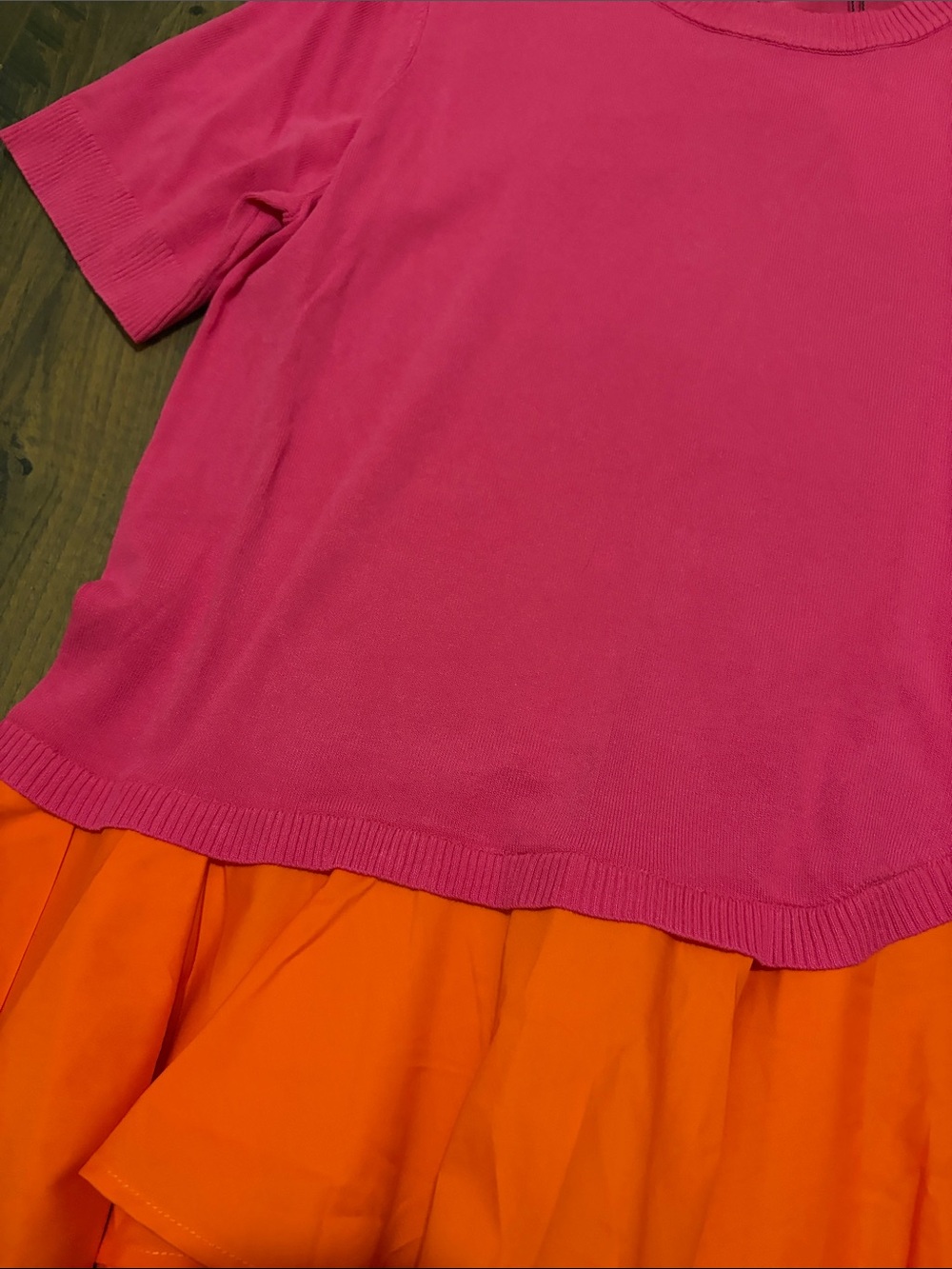 NWT Sugarlips Hot Pink Top with Bright Orange Ruffle Hem - Picture 5 of 13